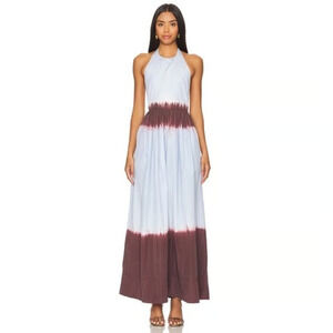 A.L.C. Blair Dip Dye Sky Blue & Brown Halter‎ Neck Fudge Maxi Dress Size 12 FLAW